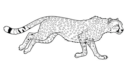 Fototapeta premium Detailed Running Cheetah Wild Animal Adult Coloring Page Art