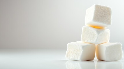 A visually appealing stack of four white sugar cubes reflects simplicity and purity, showcasing the essential element of sweetness in culinary creations.