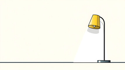 Illustration of a lamp casting a soft light, with a white background, minimalist style.


