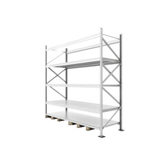 Modern White Metal Storage Rack on Pallet - Industrial Shelving Unit