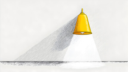 Illustration of a lamp casting a soft light, with a white background, minimalist style.

