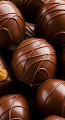 Obraz premium Extreme Closeup Belgian Pralines Glossy Finish Delicate Garnishes