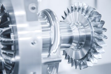 Close-up View of Intricate Gears and Hydraulic Systems in Motion