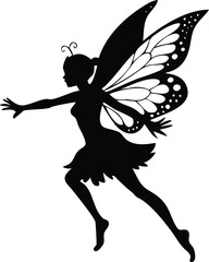 "Magical Fairy Silhouette Vector Collection with Moon, Forest, and Fantasy Elements for Storybooks and Art Projects"