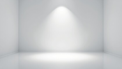 Obraz premium smooth white minimalist floor illuminated by single spotlight, empty room concept symbolizing clarity, focus