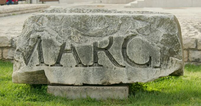 Roman ruins in front of The Church of St. Donatus in Zadar, Croatia