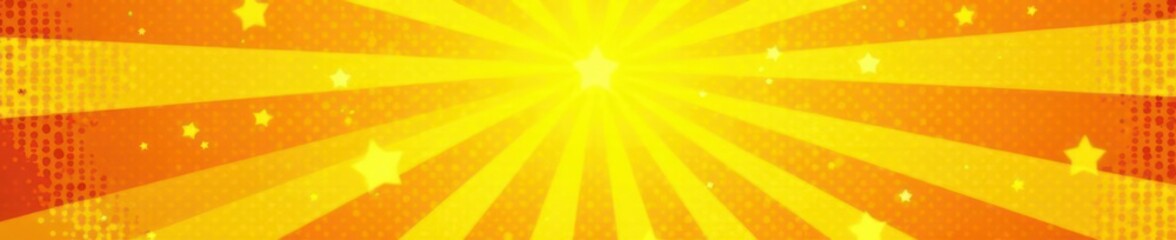 Obraz premium Vibrant yellow sunburst backdrop Halftone dots, retro comic style , dots, wallpaper, art