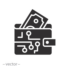 online cash, digital wallet icon, money payments, electronic loan pay, logo finance, cash concept, flat vector illustration