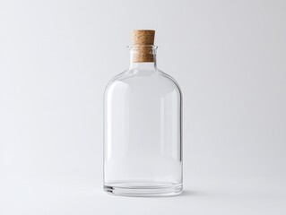 Empty clear bottle with cork