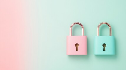 Fototapeta premium Colorful padlocks in pastel shades create charming and playful atmosphere, perfect for adding touch of whimsy