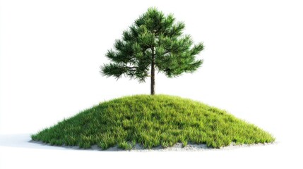 Single tree on grassy hill