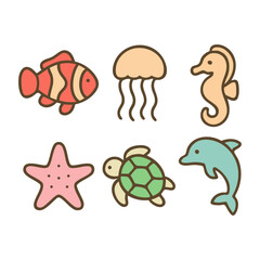 Cute Sea Creatures Illustration