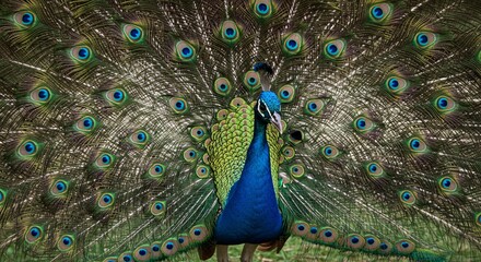 Majestic Peacock Display Vibrant Plumage and Stunning Tail Feathers