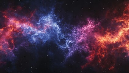 Naklejka premium Cosmic nebula with red and blue swirling gases