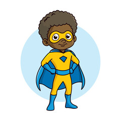 Superhero child cartoon character Vector illustration design