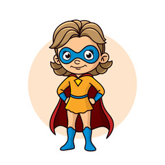 Superhero child cartoon character Vector illustration design