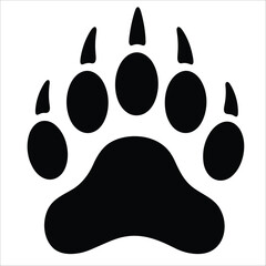Black silhouette of a paw print with five distinct oval-shaped pads and sharp, elongated claws. © Usman
