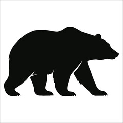 Silhouette of a bear in profile view, featuring a robust body, thick legs, and a prominent snout.