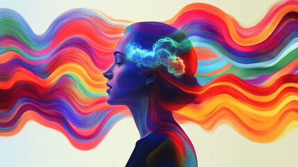 Obraz premium Surreal and Vibrant Depiction of Epilepsy, Mental Health, and Emotional Journey