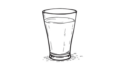 Fresh milk in the glass line art modern artistic interpretation