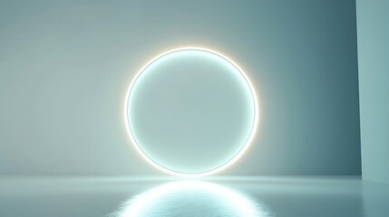 Empty glowing ring in a minimalist space