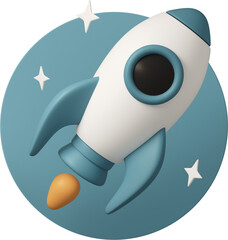 Obraz premium rocket in flight on blue