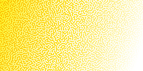 Abstract Reaction-diffusion Turing pattern natural texture yellow gradient color scheme. Linear design with biological algorithm psychedelic background. Reaction-diffusion or truing patter
