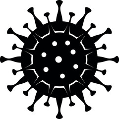 Virus Outbreak Silhouette | Black Microbe, Infection Danger Vector