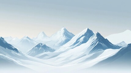Fototapeta premium Snowy mountain range, serene and peaceful
