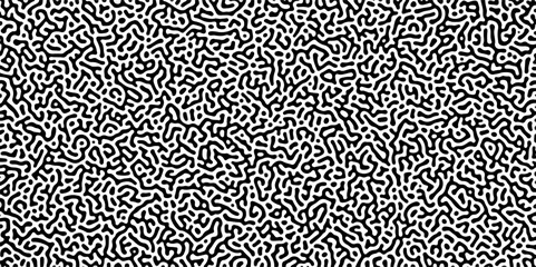 Organic seamless patterns with rounded lines Diffusion reaction background. Monochrome background of natural organic forms motion. Overlay template abstract Turing organic wallpaper background.