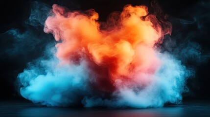 An explosive display of colorful abstract smoke captures attention, showcasing swirling patterns that evoke feelings of excitement and wonder amidst the dark background.