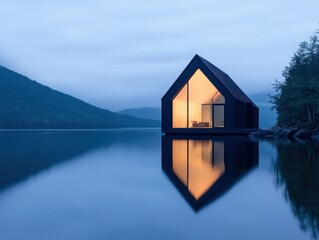 Fototapeta premium Lake house at twilight