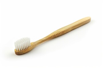 Green Bamboo Dental Brush Isolated On White Background