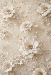 Intricate soft neutral floral ecru wallpaper, perfect for weddings  , wallpaper texture, antique, soft
