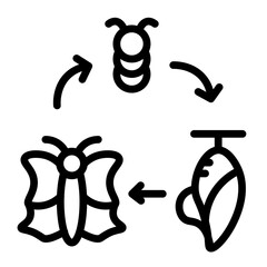 Butterfly Metamorphosis Vector Line Icon Design
