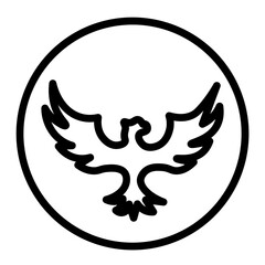 Phoenix Rising Vector Line Icon Design