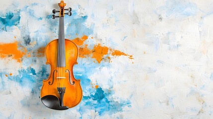 Beautiful Violin Placed Against Colorful Abstract Background for Artistic Inspiration