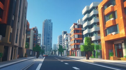 Modern residential building and street