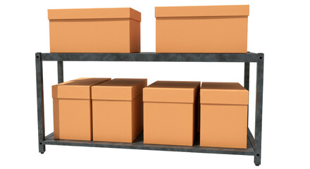 Isolated Boxes on Metal Rack