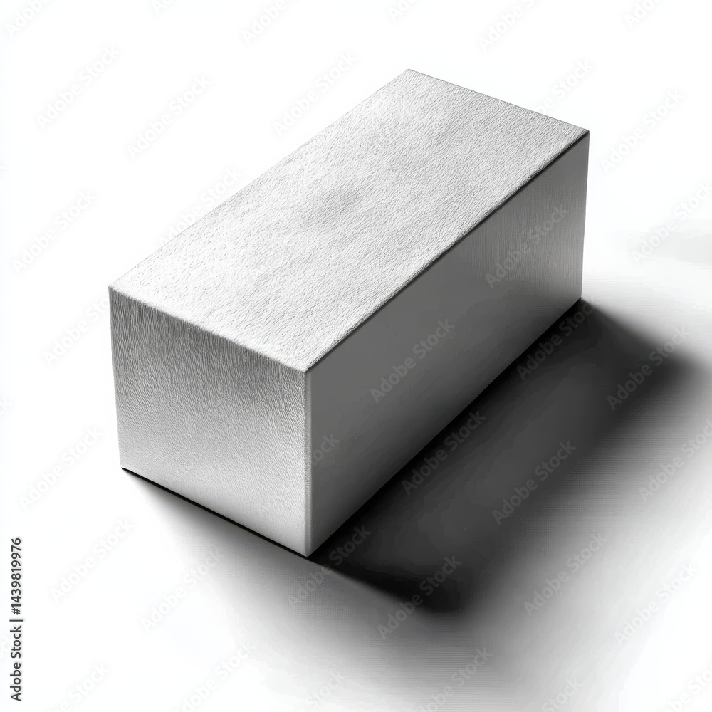 Leinwandbilder minimalist studio shot of a textured white rectangular prism with shadow, isolated on white backgrou