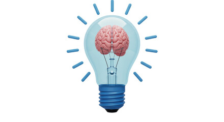 Fototapeta premium Isolated light bulb with brain inside