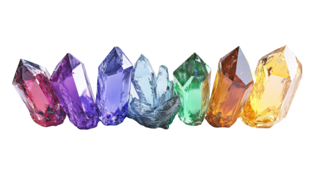 colorful gemstones isolated on white background