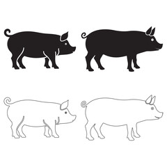   Pig silhouette design on white background. Pig logo, pig illustration Pro Vector
