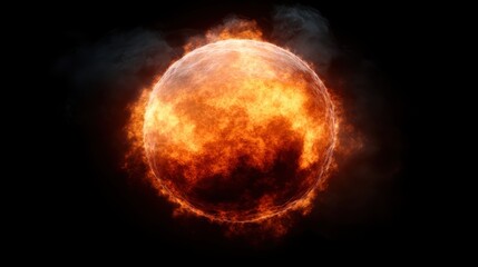 This striking image of a burning cosmic flame against a black background evokes feelings of power and energy, representing an abstract concept of heat and intensity in the universe.