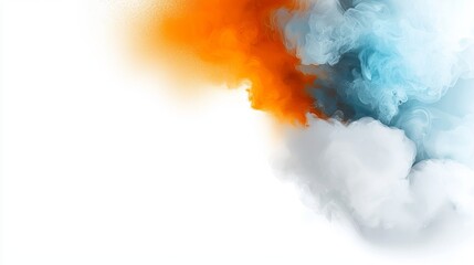 Naklejka premium Vibrant Abstract Smoke Clouds in Orange and Blue on White Background