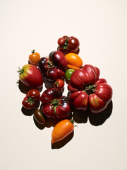 Sweet farm tomatoes over beige background