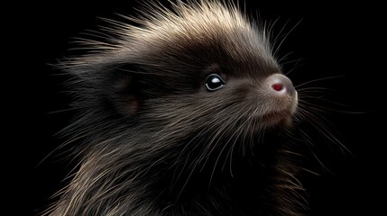 Studio Portrait of a North American Porcupine Kit