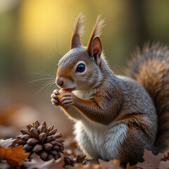 Obraz premium squirrel on a bench