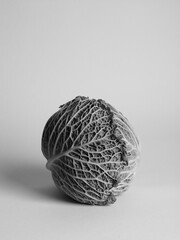 Black and white photo of savoy cabbage background