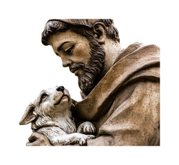 St. Francis Statue for Religious Devotion and Decor - Isolated on White Background